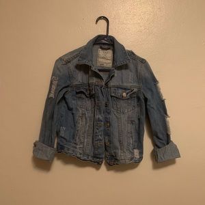 Distressed jean jacket
